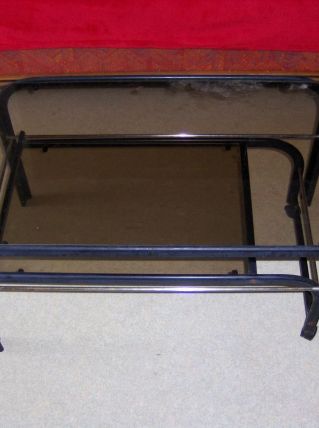 Table basse métal noir et verre 