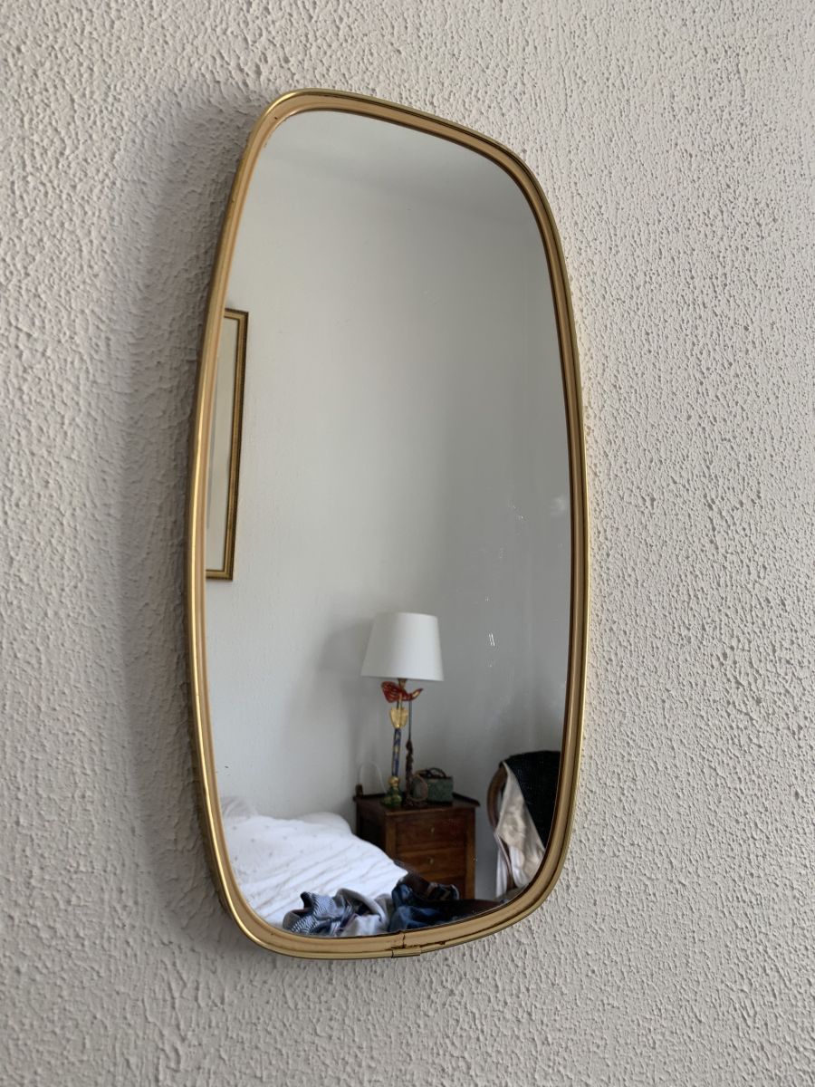 Grand miroir rétroviseur 83x37cm vintage 1960 — Jolie Vieillerie