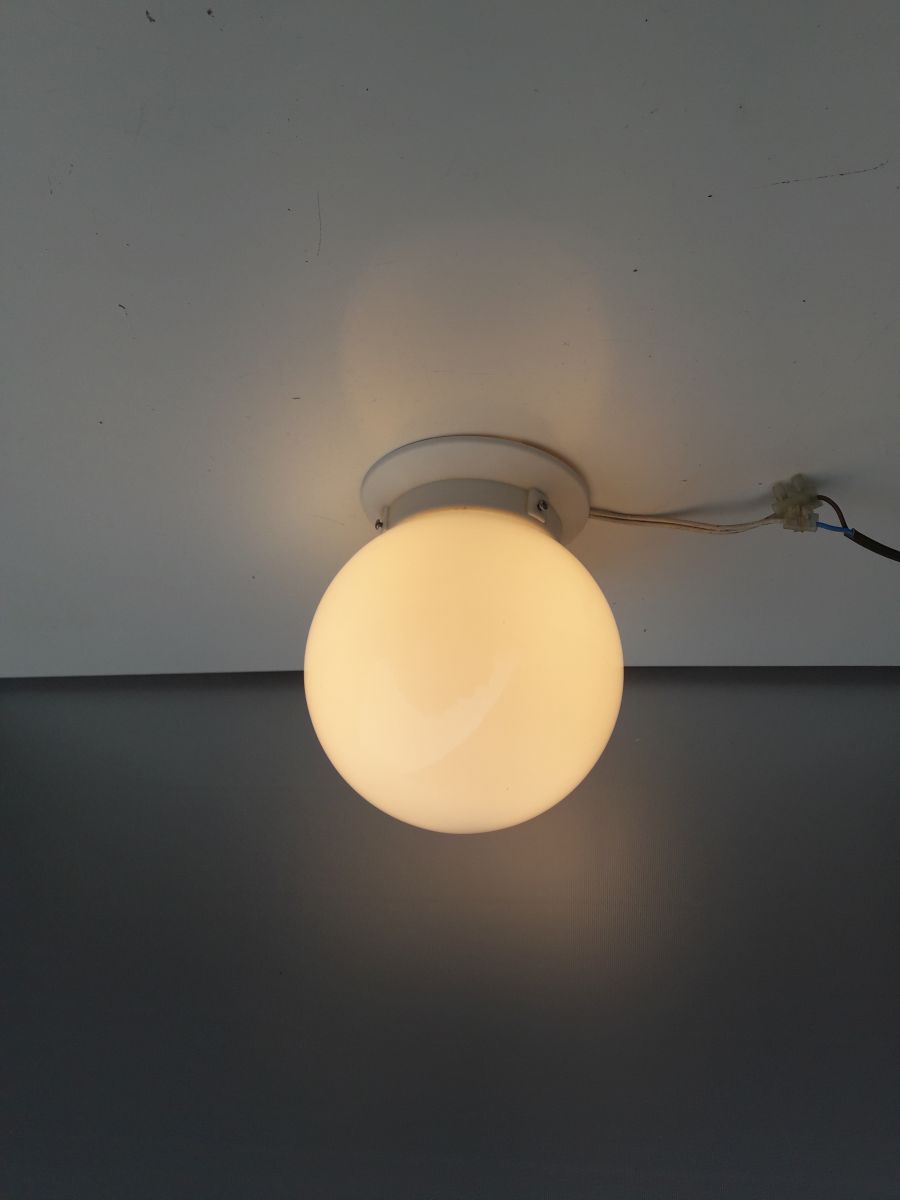 Ikea Vintage Plafonnière Lamp Opaline Wit Glas., Plafonniere, Vintage