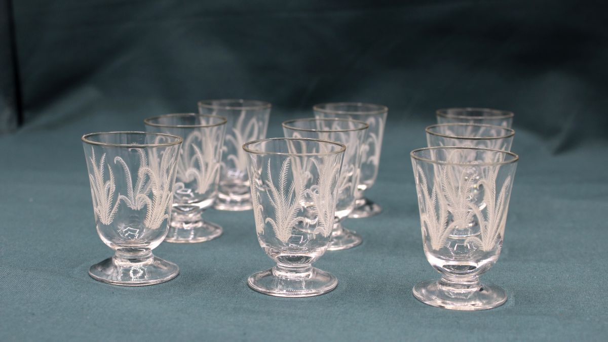 Verres à liqueur en verre gravé