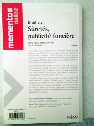 Mementos Dalloz - Droit civil : Sûretés, publicité foncière