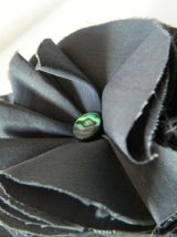 Bandeau large fleurs tissu rétro gris souris fait main