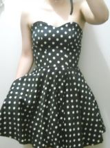 Robe Bustier Noire à Pois Blancs Héroïnes
