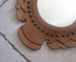 miroir cuir amerique vintage