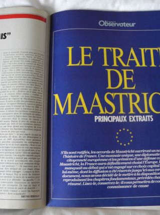 Le Nouvel Observateur Juin 1992 texte du traité de Maastricht