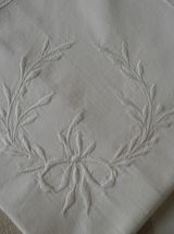 Taie d'oreiller ancienne métis brodée main