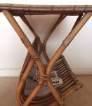 Table porte-revues vintage en rotin