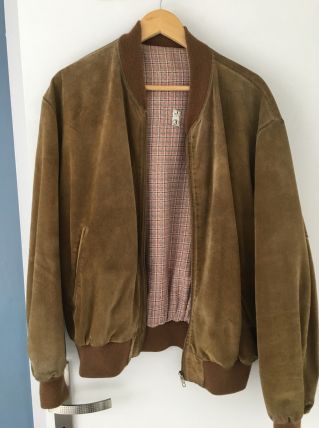Bomber vintage kaki en daim