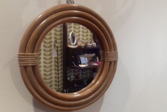 Miroir rotin vintage années 60