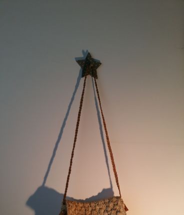 Sac besace en rafia et cuir