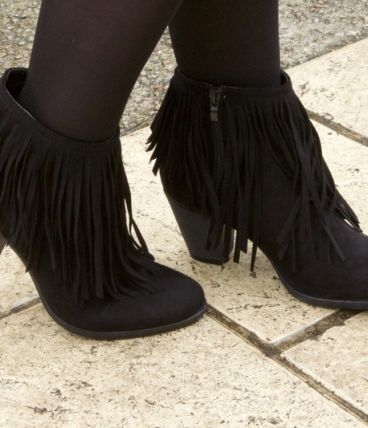 Bottines talons noires à Franges