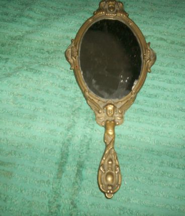 MIROIR ANCIEN FEMME EN BRONZE 