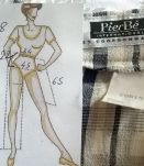 Jupe vintage PierBé beige motifs sable et bleu 10% lin T38