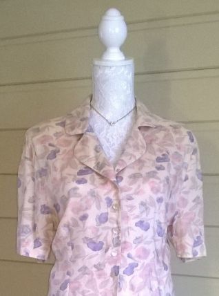 Chemisier-veste vintage T36 saumon pâle imprimé