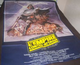 TRES GRANDE AFFICHE CINEMA ORIGINALE L'EMPIRE CONTRE ATTAQUE STAR WARS DE 1980 