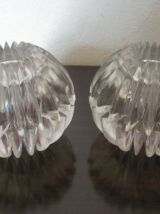 Lot de 2 petits bougeoirs 70's, plexiglas transparent , oursins 