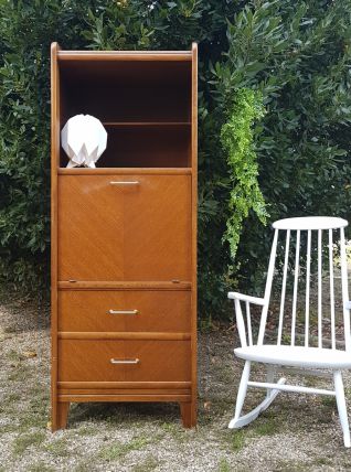 Secretaire haut vintage en bois 