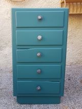 chiffonnier en bois vintage vert emeraude