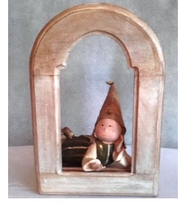 cadre arrondi en bois patiné 