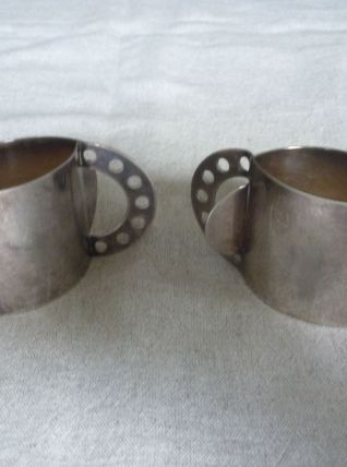 2 ronds de serviette metal argente design