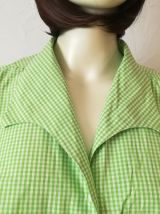 Chemisier vintage crop à nouer col poète vichy vert et blanc taille 42 44 