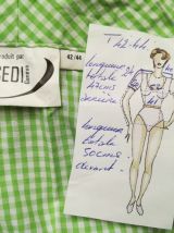 Chemisier vintage crop à nouer col poète vichy vert et blanc taille 42 44 