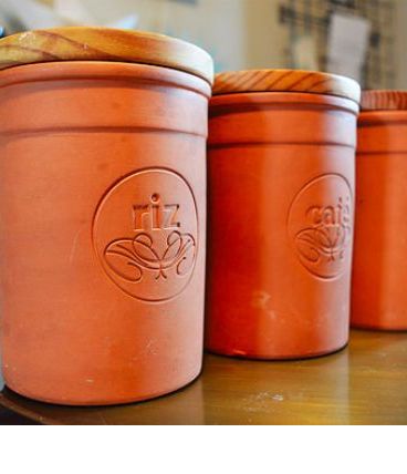 3 pots Terre cuite et Bois