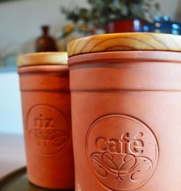 3 pots Terre cuite et Bois