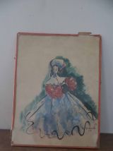 Paire de dessin d'élégantes 