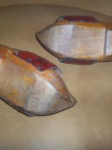 ANCIENNES PAIRE DE CHAUSSURES SABOTS BOIS ET CUIR ENFANT 