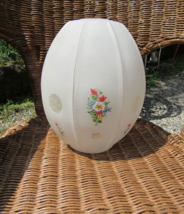 Globe en verre poli et verre martelé à pans façon ballon de 
