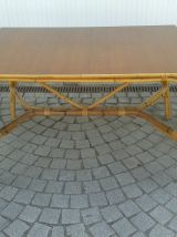 Ensemble table ,2 chaises et 2 tabourets  rotin