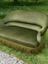 Banquette crapaud ancienne vert olive