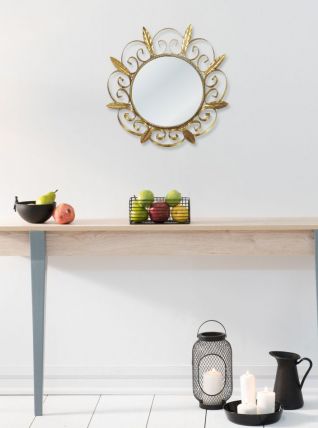 Miroir feuilles doré