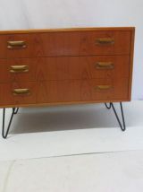 Commode teck vintage pieds épingles