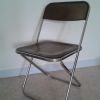 Chaise pliante chrome plexiglas fumé marron années 70