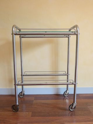 Desserte  chrome et verre années 60