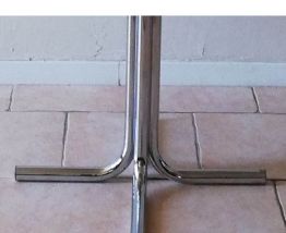 Table ronde verre fumé et chrome - vintage 70