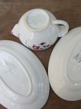 Saucière et 2 petits plats Sarreguemines/Digoin modèle Ninet