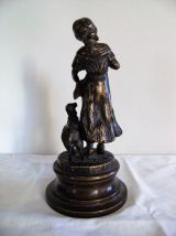 Statue "l'enfant ,faune et la brebis" sur socle