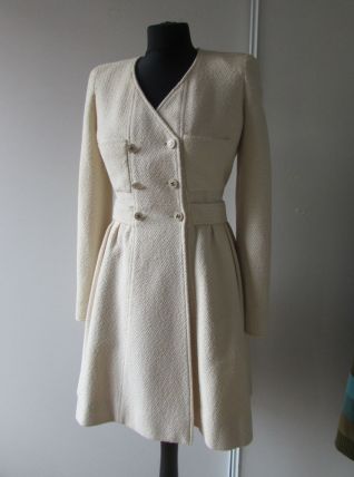 SUBLIME Manteau/Robe en tweed beige CHANEL VINTAGE