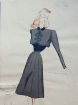 Croquis Mode 1950 série de robes 