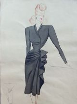 Croquis Mode 1950 série de robes 