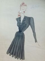Croquis Mode 1950 série de robes 