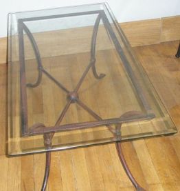 Table basse verre et fer forgé