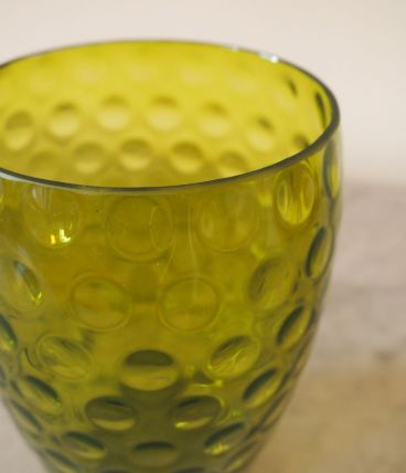 Vase vert rétro à bulles