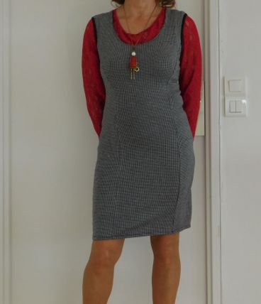 Robe droite chasuble pied de poule