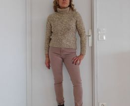 Pull vintage maille beige