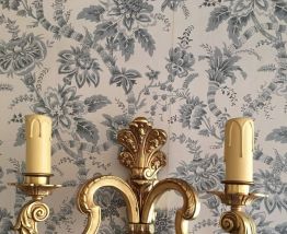 LUSTRE + 2 APPLIQUE BRONZE DORE