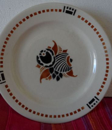 Assiette/Plat faïence pied douche Salins 